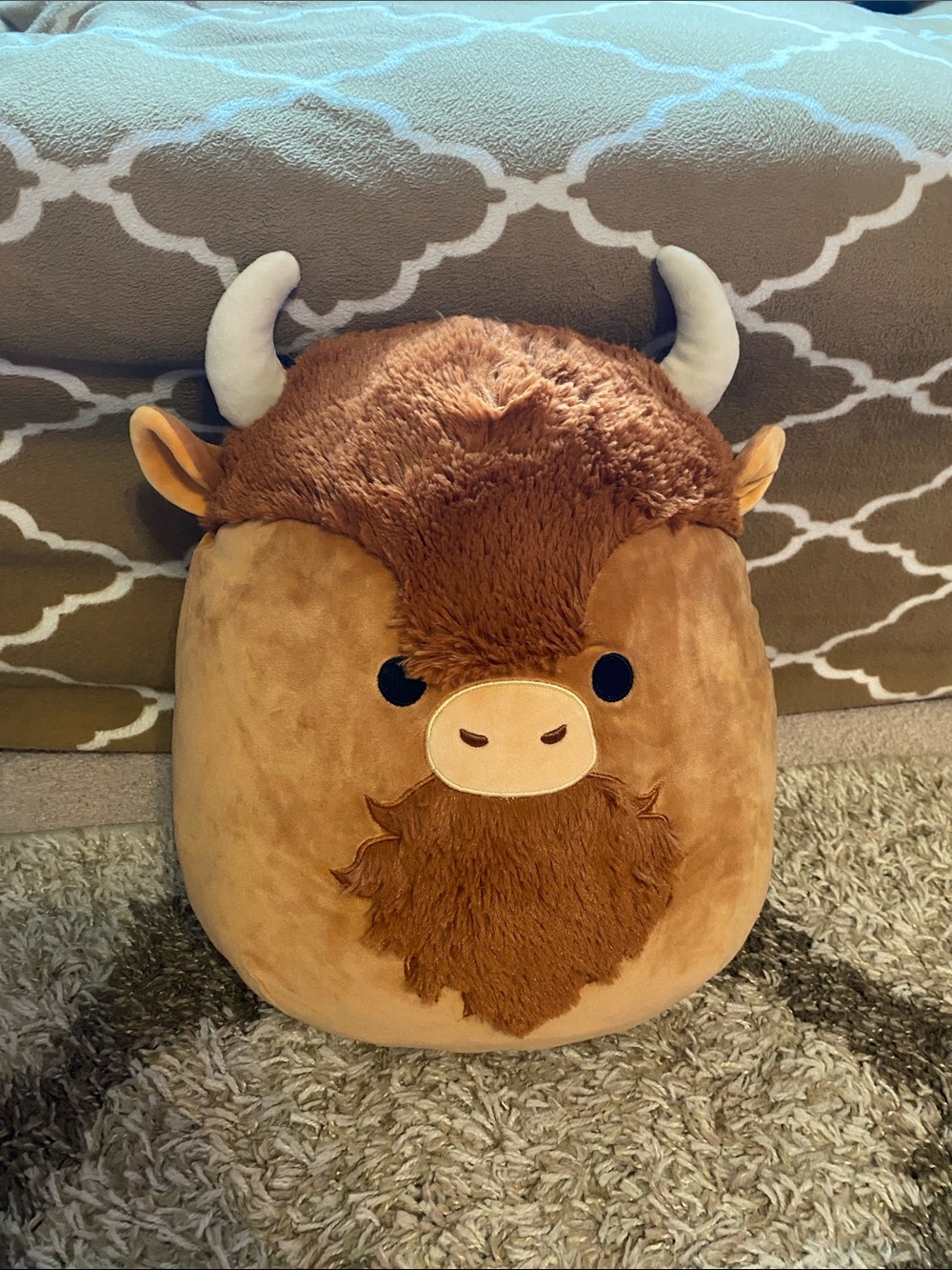 Squishmallows Brown Highland Cow Plush Pillow - Light Brown & Dark Brown
